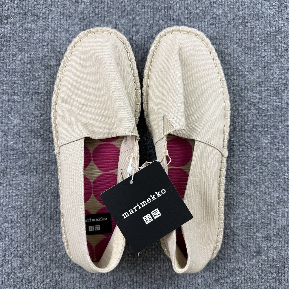 Marimekko x Uniqlo Espadrilles‎ Beige Canvas Slip-On Flats L New